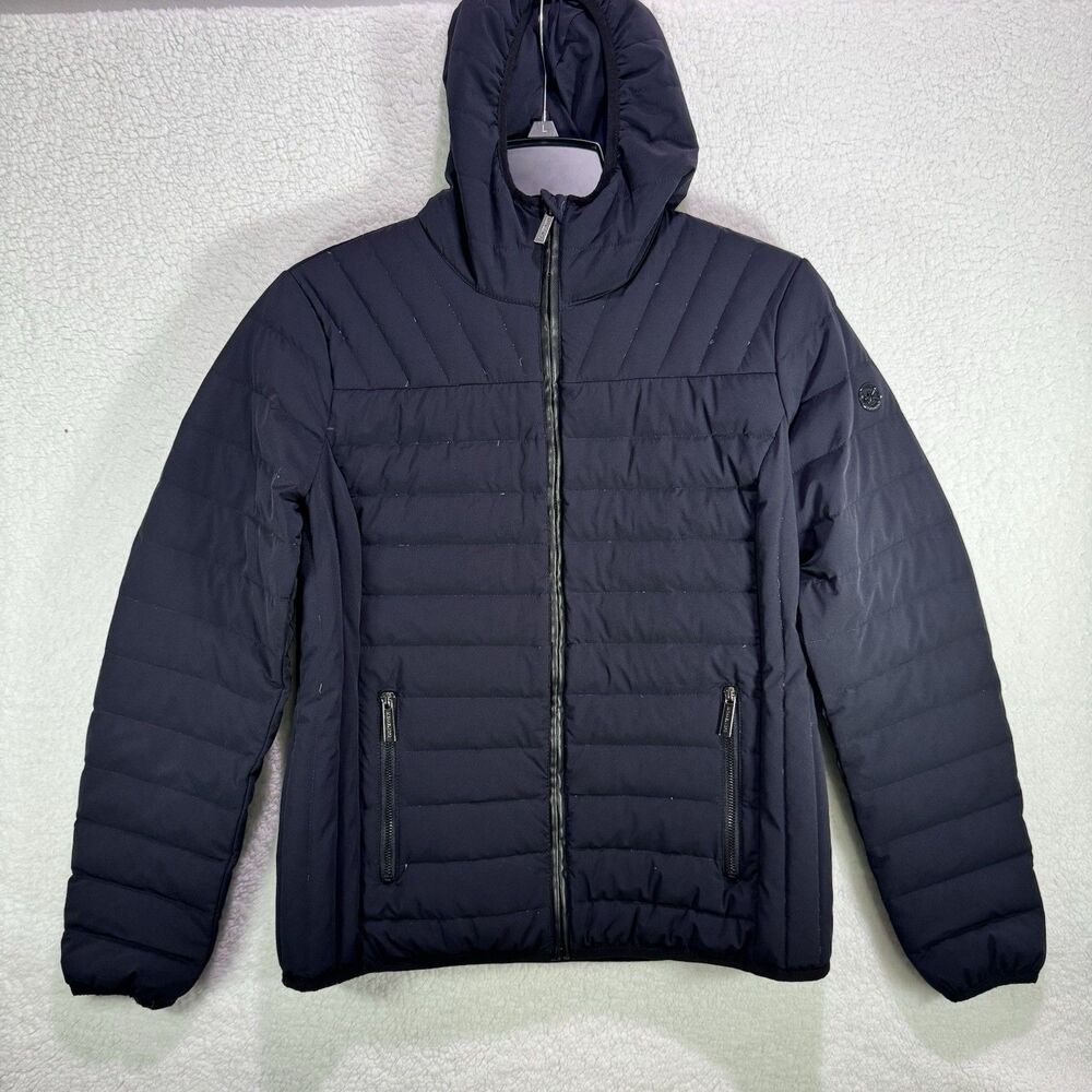 Michael Kors Packable Down Full Zip Puffer Jacket Black Medium W/Hood